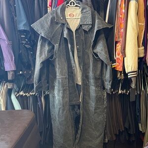 AUSTRALIAN OUTBACK COLLECTION MENS GRAY/BLACK WASHED DENIM DUSTER